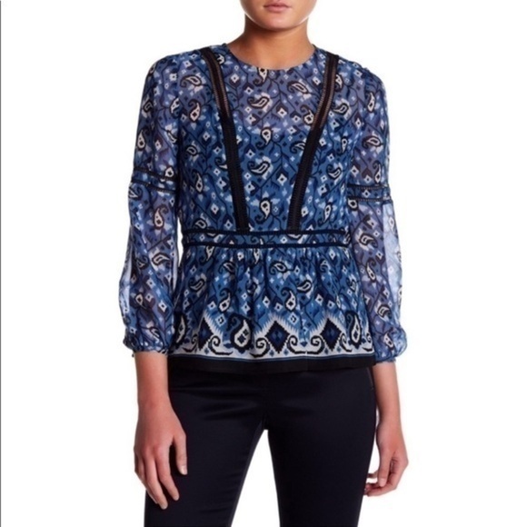 Veronica Beard Tops - Veronica Beard Cabo boho Paisley printed silk blouse back zip long sleeve NWT